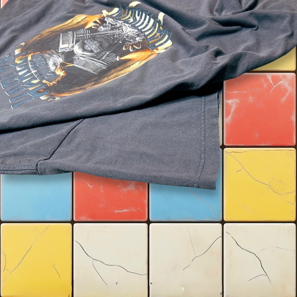 VTG Harley Davidson V-Twin Flame Shirt Y2K Men Gray 3XL‎ Eagle Biker Grunge Tee - Picture 9 of 14